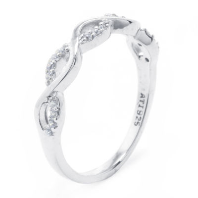 Silver Treasures Womens Cubic Zirconia Sterling Silver Band