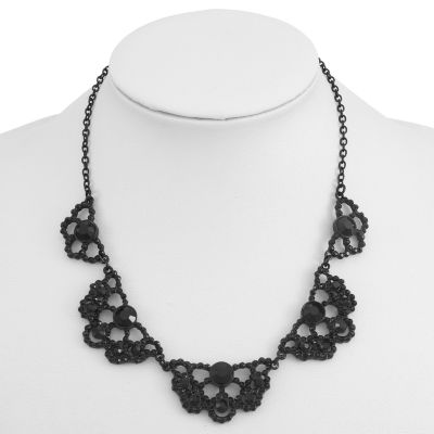 Mixit Womens Black 17 Inch Collar Necklace