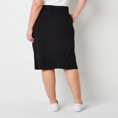 St. John's Bay Womens Mid Rise Midi A-Line Skirt-Plus