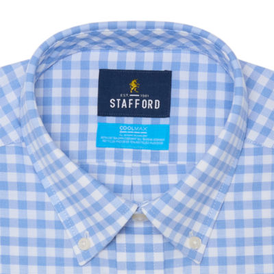 Stafford Coolmax Oxford Mens Regular Fit Long Sleeve Gingham Button-Down Shirt