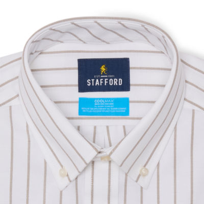 Stafford Coolmax Oxford Mens Regular Fit Long Sleeve Striped Button-Down Shirt