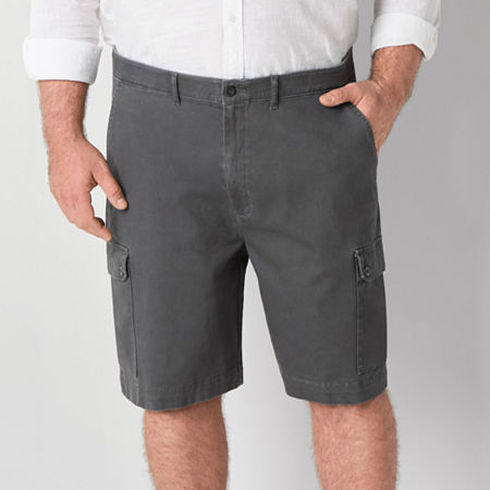 St. John's Bay Comfort Waist 10" & 11" Mens Big and Tall Stretch Fabric Cargo Short, 40 Tall, Gray