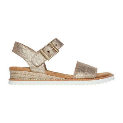 Skechers Bobs Womens Desert Kiss Gold Crush Strap Sandals