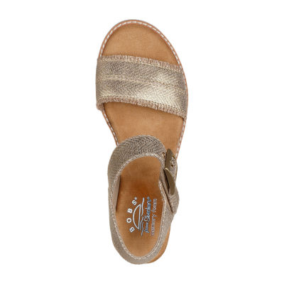 Skechers Bobs Womens Desert Kiss Gold Crush Strap Sandals