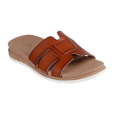 Skechers Bobs Womens Desert Kiss Low Peak Look Slide Sandals, 11 Medium, Brown