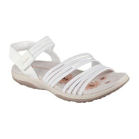 Skechers Womens Reggae Slim Coffee Run Strap Sandals, 7 Medium, White