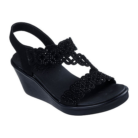 Skechers Womens Rumble On Sassier Dayz Wedge Sandals, 11 Medium, Black