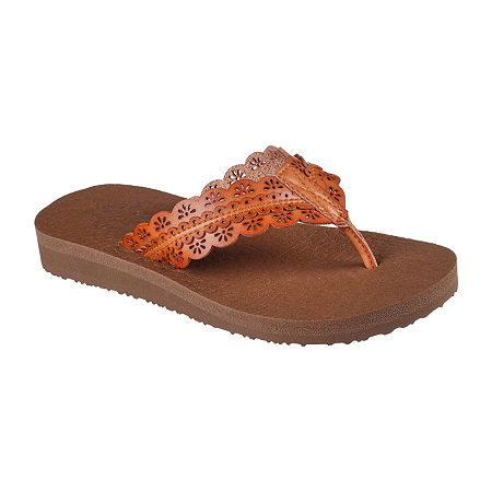 Skechers Womens Meditation Catching Sun Flip-Flops, 10 Medium, Brown