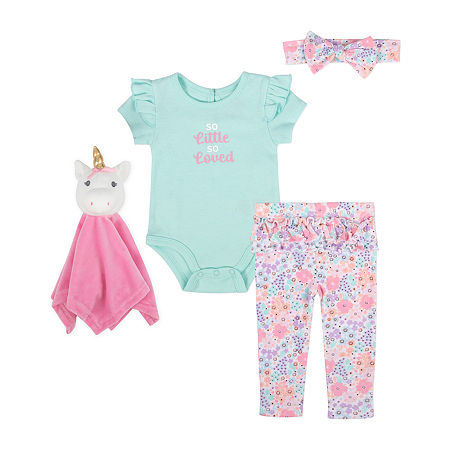 Baby Essentials Baby Girls 4-pc. Baby Clothing Set, 9 Months, Blue