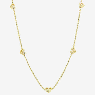 Womens 10K Gold Heart 18 Inch Pendant Necklace
