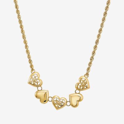 Womens 14K Gold Heart 18 Inch Pendant Necklace