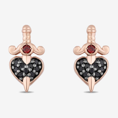 Enchanted Disney Fine Jewelry 1/8 CT. T.W. Genuine Red Garnet 10K Rose Gold 12.6mm Evil Queen Stud Earrings