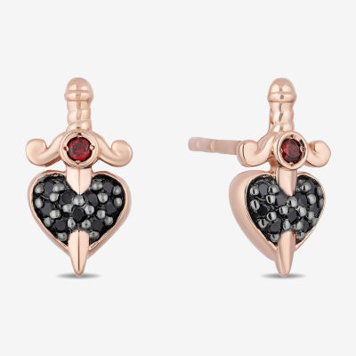 Enchanted Disney Fine Jewelry 1/8 CT. T.W. Genuine Red Garnet 10K Rose Gold 12.6mm Evil Queen Stud Earrings