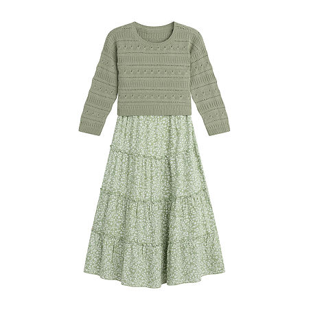 Knit Works Big Girls Sleeveless 2-pc. Dress Set, Large, Green