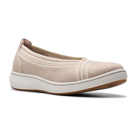 Clarks Womens Breezesky Air Slip-On Shoe, 9 Wide, Beige