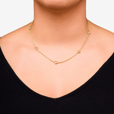 Womens 10K Gold Heart 18 Inch Pendant Necklace