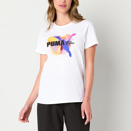 PUMA Womens Crew Neck Short Sleeve T-Shirt, Large, White