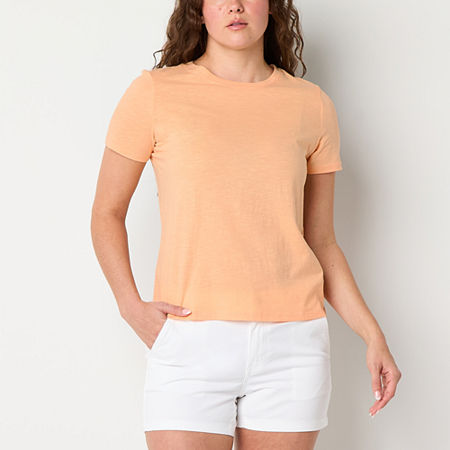 a.n.a Womens Crew Neck Short Sleeve Tall T-Shirt, Medium Tall, Orange
