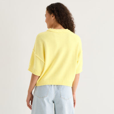 a.n.a Womens Crew Neck Short Sleeve Pullover Sweater