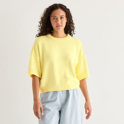 a.n.a Womens Crew Neck Short Sleeve Pullover Sweater