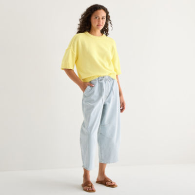 a.n.a Womens Crew Neck Short Sleeve Pullover Sweater