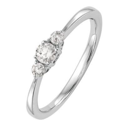 Promise My Love Womens 1/4 CT. T.W. Natural White Diamond 14K Gold Round 3-Stone Ring