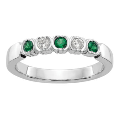 Modern Bride Gemstone 2.5MM / CT. T.W. Genuine Green Emerald 14K Gold Wedding Band