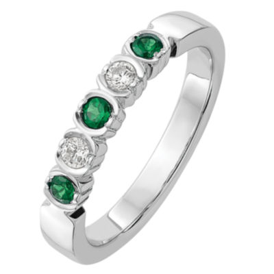 Modern Bride Gemstone 2.5MM / CT. T.W. Genuine Green Emerald 14K Gold Wedding Band