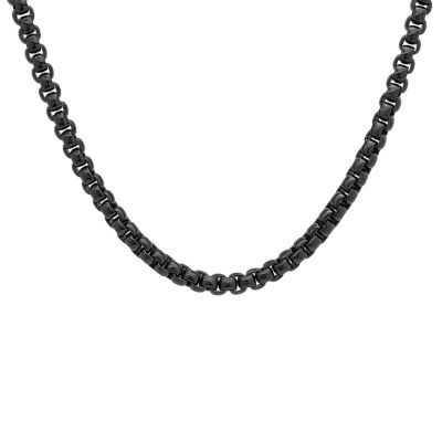 Steeltime Black Ion Plated Mens Stainless Steel 24 Inch Link Chain Necklace