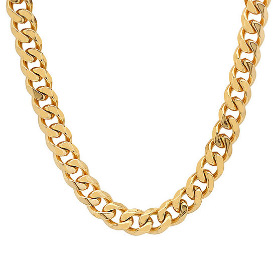 Steeltime 18K Gold Over Stainless Steel 24 Inch Solid Curb Chain ...