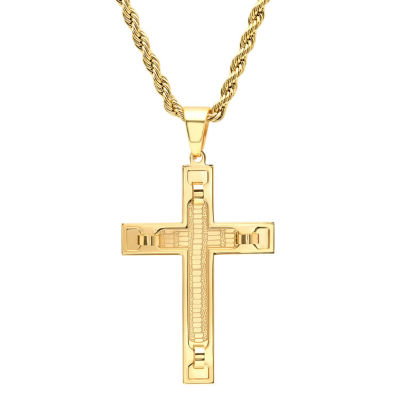 Steeltime Mens 18K Gold Over Stainless Steel Pendant Necklace