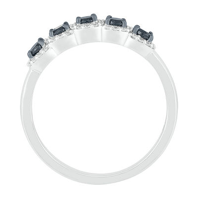 Womens 2MM 1/2 CT. T.W. Natural Black Diamond Sterling Silver 5-Stone Band