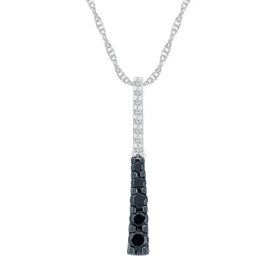 Linear Womens 1/4 CT. T.W. Natural Black Diamond Sterling Silver 18 Inch Pendant Necklace