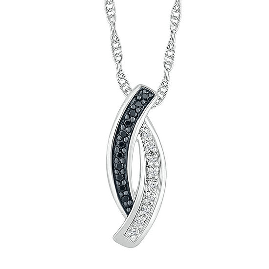 Womens Diamond Accent Genuine Black Diamond Sterling Silver Pendant