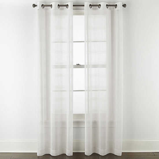 Regal Home Windowpane Sheer Grommet Top Set of 2 Curtain Panel