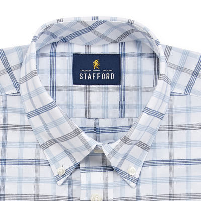 Stafford Mens Wrinkle Free Oxford Button Down Collar Regular Fit