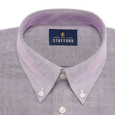Stafford Wrinkle-Free Mechanical Stretch Mens Regular Fit Stretch Fabric Wrinkle Free Long Sleeve Dress Shirt
