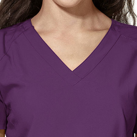 Wink W123 Stylized Womens V Neck Moisture Wicking Wrinkle Resistant Quick Dry Short Sleeve Scrub Top, X-small, Purple