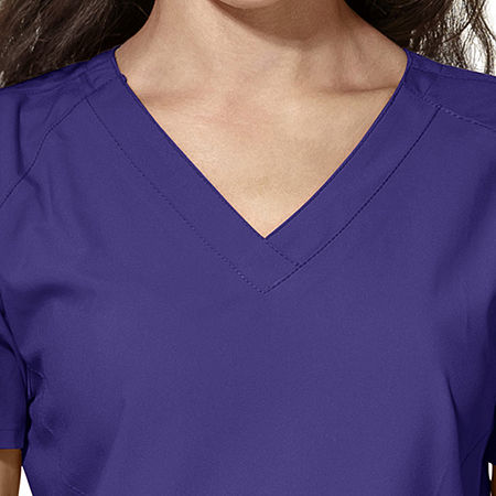 Wink W123 Stylized Womens V Neck Moisture Wicking Wrinkle Resistant Quick Dry Short Sleeve Scrub Top, X-large, Purple