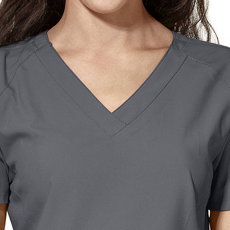 Wink W123 Stylized Womens V Neck Moisture Wicking Wrinkle Resistant Quick Dry Short Sleeve Scrub Top, Xx-small, Gray