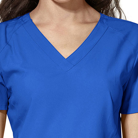 Wink W123 Stylized Womens V Neck Moisture Wicking Wrinkle Resistant Quick Dry Short Sleeve Scrub Top, X-large, Blue