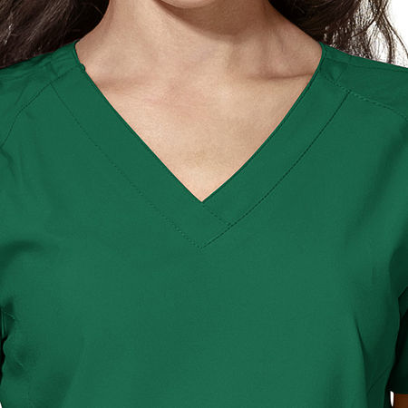 Wink W123 Stylized Womens Plus V Neck Moisture Wicking Wrinkle Resistant Quick Dry Short Sleeve Scrub Top, 3x-large, Green