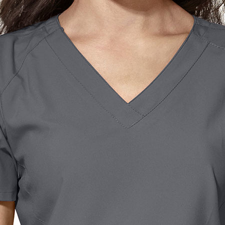 Wink W123 Stylized Womens Plus V Neck Moisture Wicking Wrinkle Resistant Quick Dry Short Sleeve Scrub Top, 5x-large, Gray