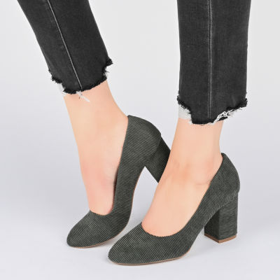 Journee Collection Womens Fai Closed Toe Block Heel Pumps