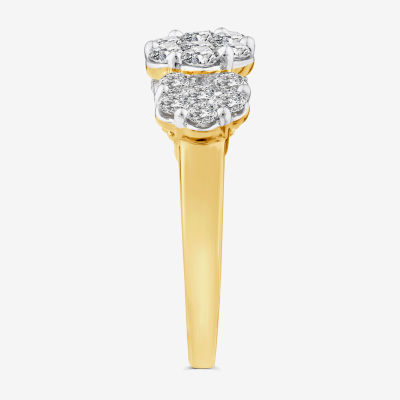 Diamond Blossom (I / I1) 1 1/4 CT. T.W. Lab Grown White Diamond 10K Gold 3-Stone Band