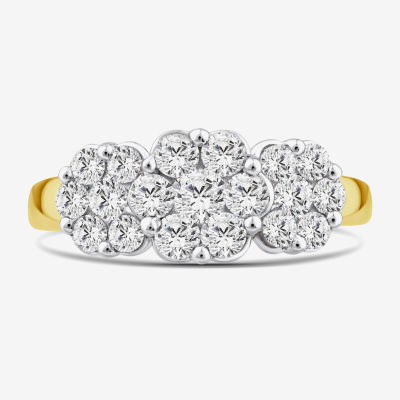 Diamond Blossom (I / I1) 1 1/4 CT. T.W. Lab Grown White Diamond 10K Gold 3-Stone Band