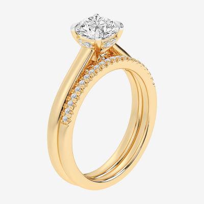 (G / Vs2-Si1) Womens 1 1/4 CT. T.W. Lab Grown White Diamond 14K Gold Round Solitaire Bridal Set