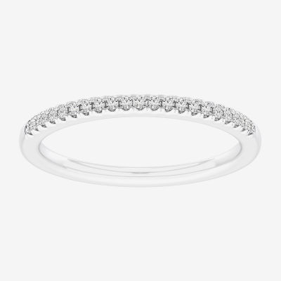 (G-H / Si1-Si2) Womens 1/10 CT. T.W. Lab Grown White Diamond 14K White Gold Wedding Band