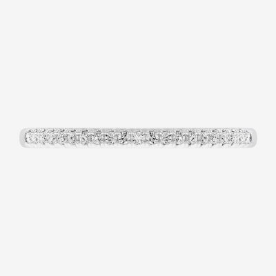 (G-H / Si1-Si2) Womens 1/10 CT. T.W. Lab Grown White Diamond 14K White Gold Wedding Band