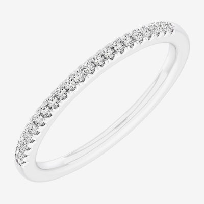 (G-H / Si1-Si2) Womens 1/10 CT. T.W. Lab Grown White Diamond 14K White Gold Wedding Band